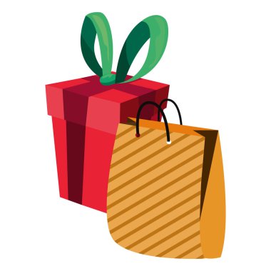 hediye kutusu ve beyaz arka plan üzerinde çanta