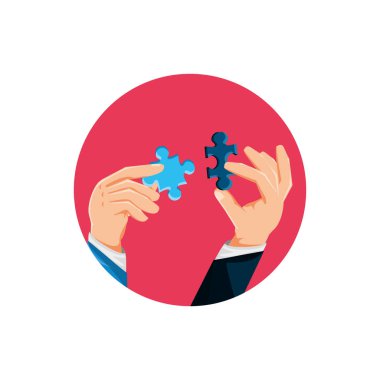 Bulmaca parçaları izole simgesi ile el