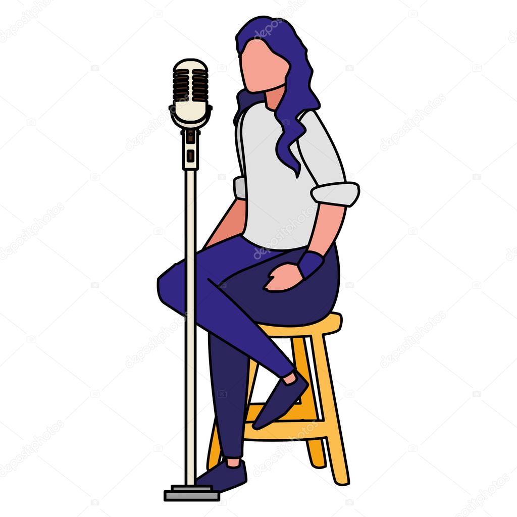 female singer with microphone character