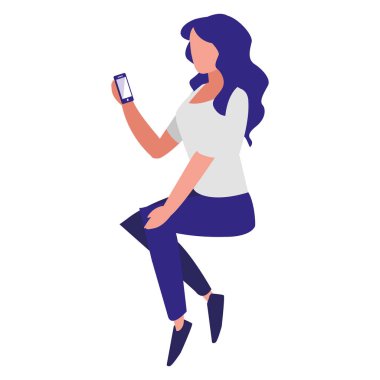 Smartphone karakter kullanan kadın