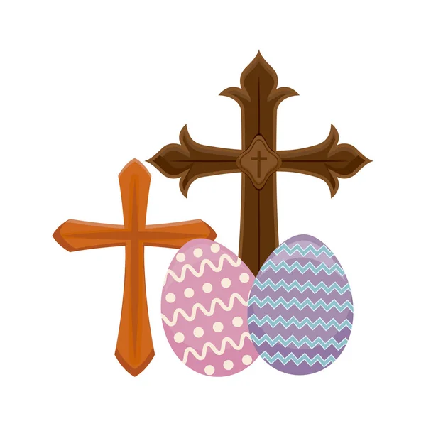 Incrocia cattolici con uova di Pasqua — Vettoriale Stock