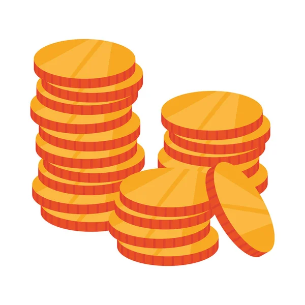 Monety pieniężne pieniądze izolowane ikona — Wektor stockowy