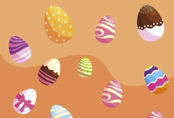 Felice uova di Pasqua modello dipinto — Vettoriale Stock