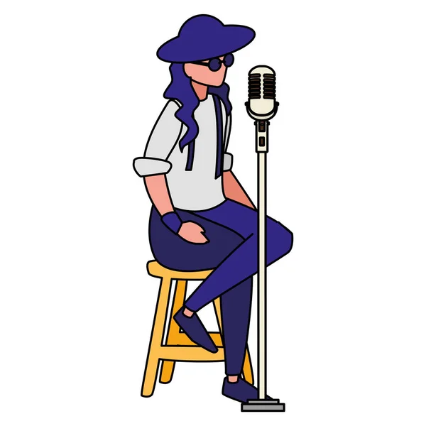 Singer with microphone character — Stock Vector