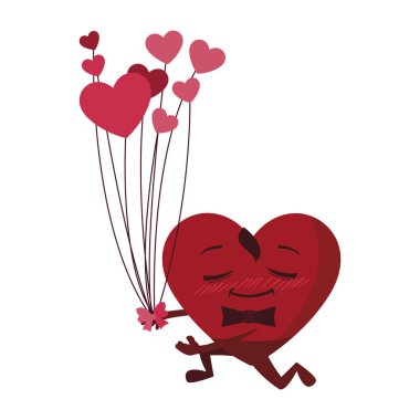 kalp erkek balonlar helyum kawaii karakteri ile