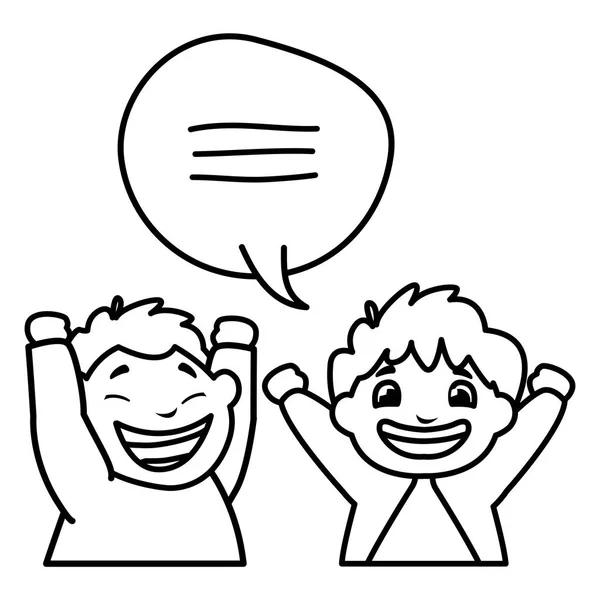 Χαρούμενα αγόρια λίπος γιορτάζει με συννεφάκι ομιλίας — Διανυσματικό Αρχείο