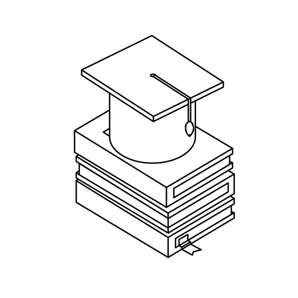 Manuels avec chapeau de graduation — Image vectorielle