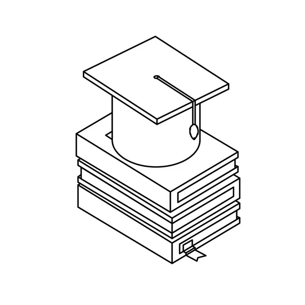 带毕业帽的教科书 — 图库矢量图片