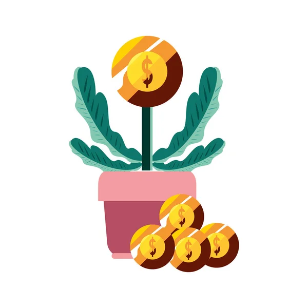 Münzgeld für Topfpflanzen — Stockvektor