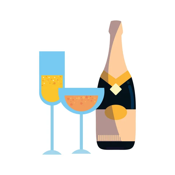 Святкування пляшки шампанського та окулярів — стоковий вектор