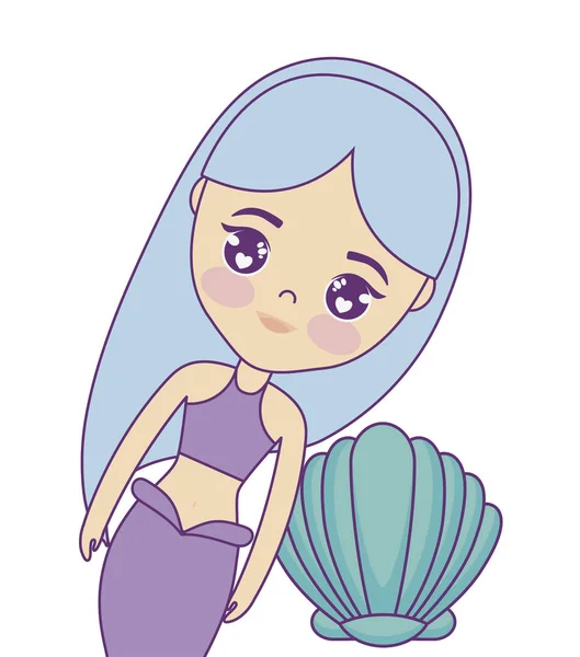 Cute mermaid with seashell — Stock Vector