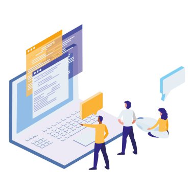 dizüstü bilgisayar minipeople işçiler ile