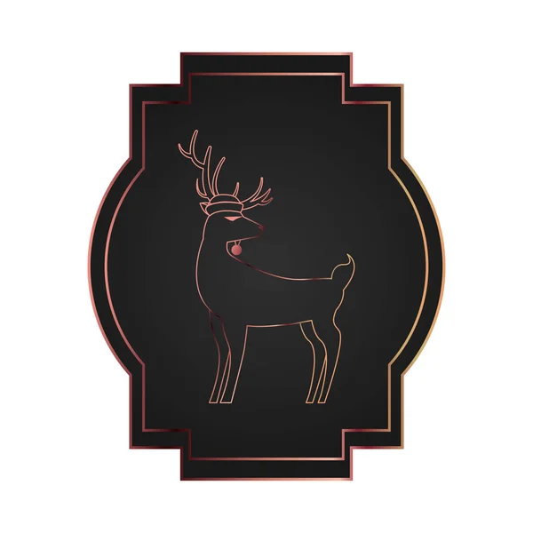 Reindeer decoration dark background card — Stock Vector