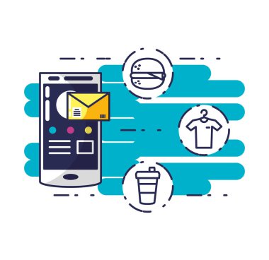 teslim hizmeti ile smartphone ve simgeler