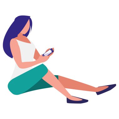 Smartphone karakter kullanan kadın