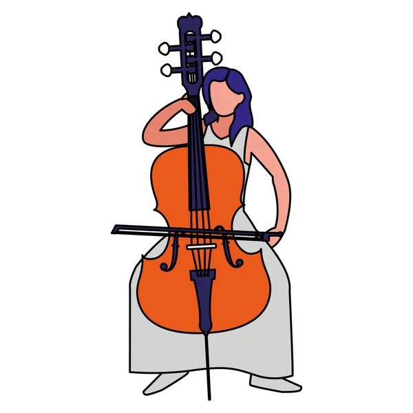 Violinista tocando el personaje de violonchelo — Archivo Imágenes Vectoriales