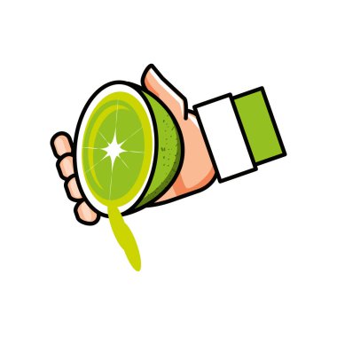 taze limon meyve izole simgesiyle el