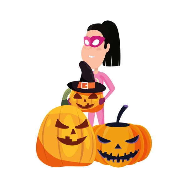 Mädchen im Halloween-Kostüm — Stockvektor