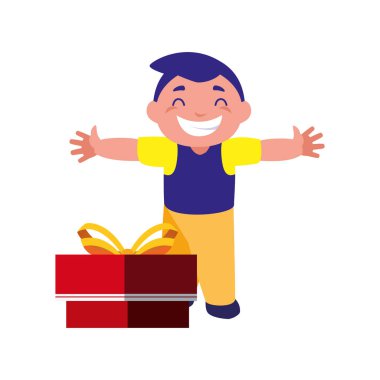 hediye kutusu kutlama ile mutlu çocuk