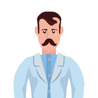 Bıyık profesyonel karakter ile erkek doktor
