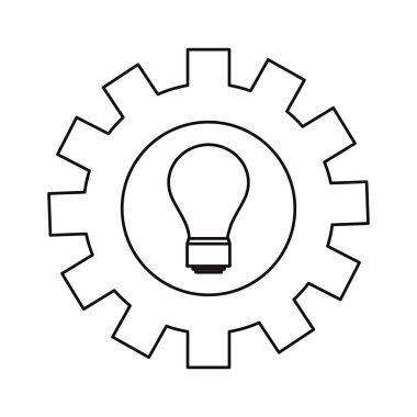ampul fikir beyaz arka plan üzerinde dişli