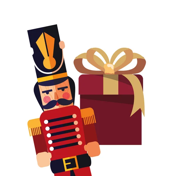 Navidad cascanueces caja de regalo decoración — Archivo Imágenes Vectoriales