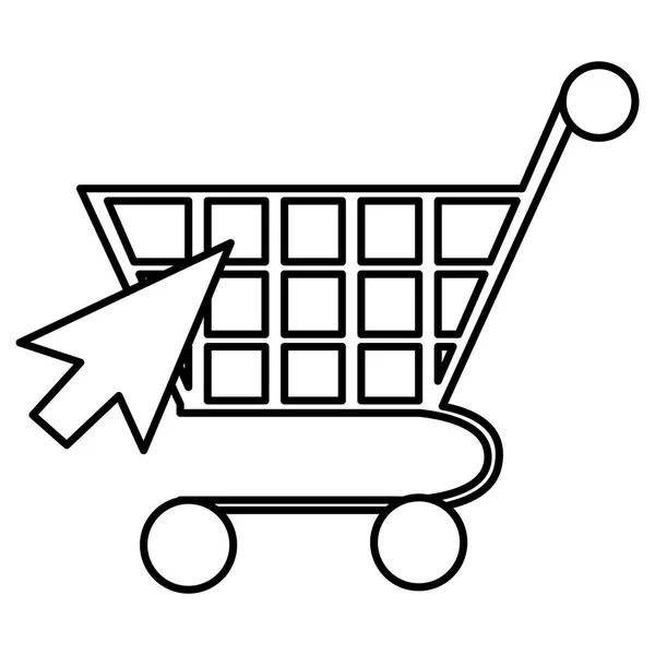 Supermarket shopping cart with mouse arrow — Stock Vector