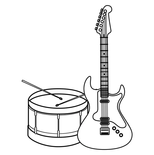 Guitare instruments électriques et à batterie — Image vectorielle