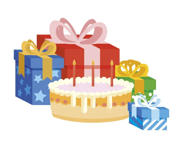 Cadeau boîte cadeau avec gâteau sucré — Image vectorielle