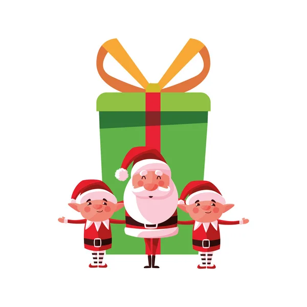 Noel Noel Baba Elfler ve Hediyelik — Stok Vektör