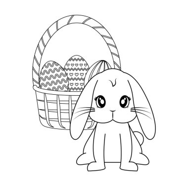 sevimli tavşan sepet ve Paskalya yumurta ile