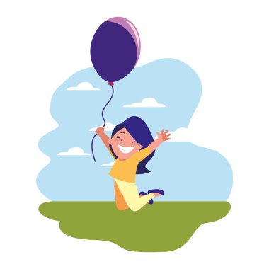 Mutlu çocuk balon tutuyor.