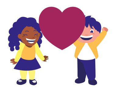 sevimli çocuk ve kalp tutan kız