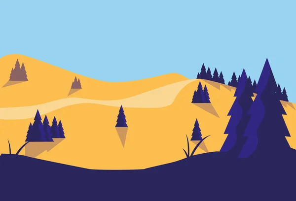Forêt paysage scène icône — Image vectorielle
