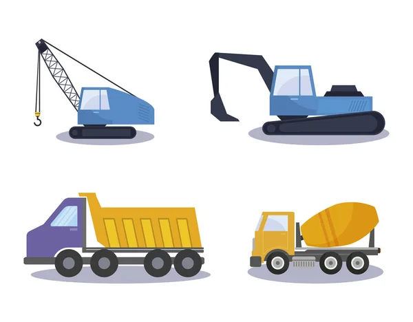 Under construction vehicles icons — Stock Vector