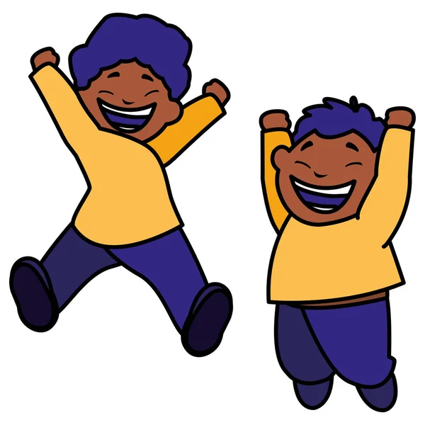 Boldog fekete fiúk ünnepli — Stock Vector