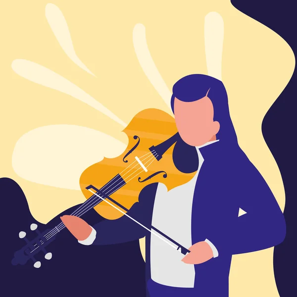 Violinist playing fiddler character — Stock Vector