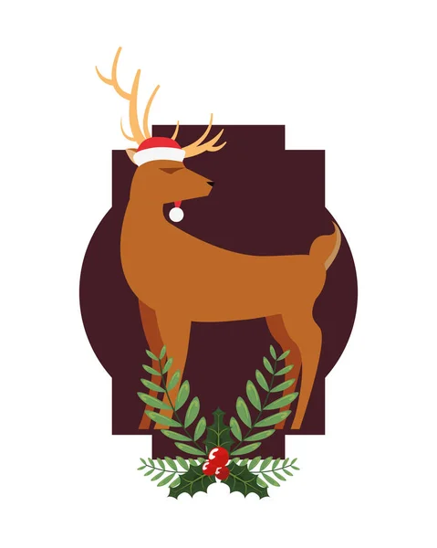 Рождественская ветвь оленьей шляпы — стоковый вектор