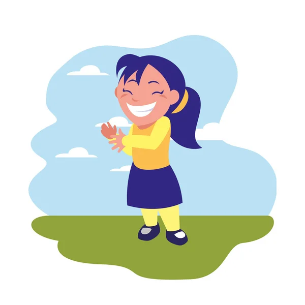 Menina sorridente comemorando ao ar livre — Vetor de Stock