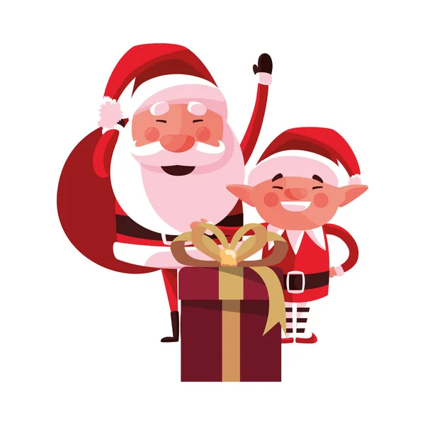 Noel Noel Baba elf ve Hediyelik — Stok Vektör