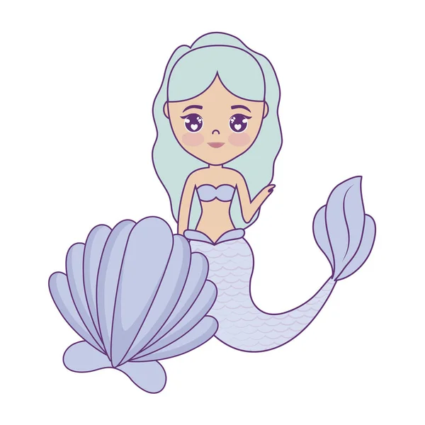 Cute mermaid with seashell — Stock Vector