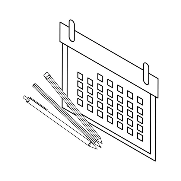 Calendar reminder with pencils — Stock Vector