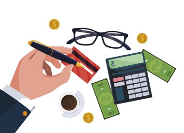 işadamı el malzemeleri ile çalışma