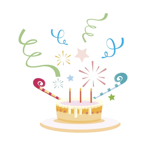 Sweet cake birthday with candles — Stock Vector