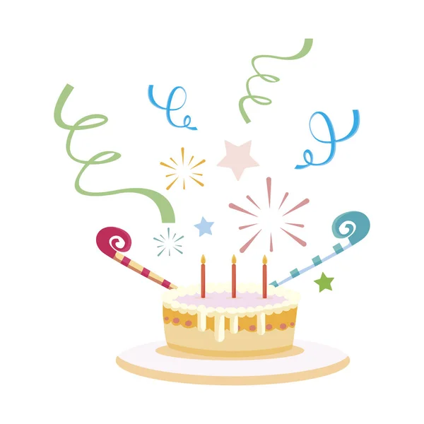 Aniversário bolo doce com velas — Vetor de Stock