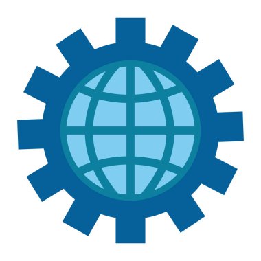 Dünya dişli iş beyaz arka plan üzerinde