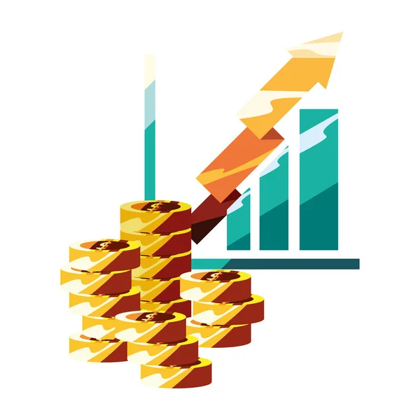 Бизнес отчет монеты сложены — стоковый вектор