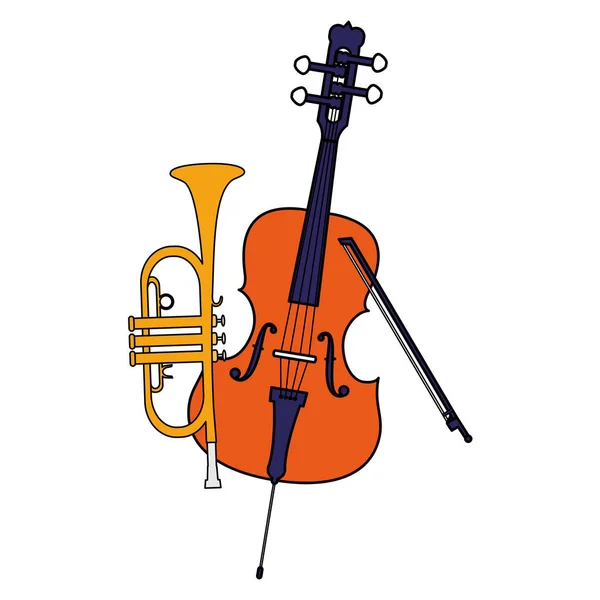 Strumenti musicali per violino e tromba — Vettoriale Stock