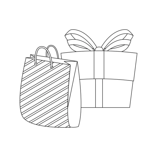 Geschenkbox und Tasche auf weißem Hintergrund — Stockvektor