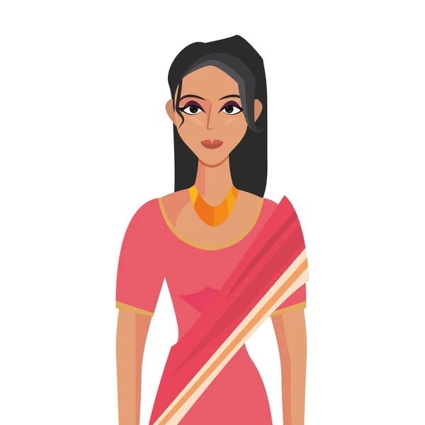 Indisk kvinna i Folkdräkt kläder — Stock vektor